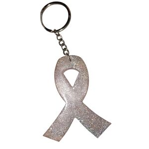 Light Pink Glitter Ribbon Keychain